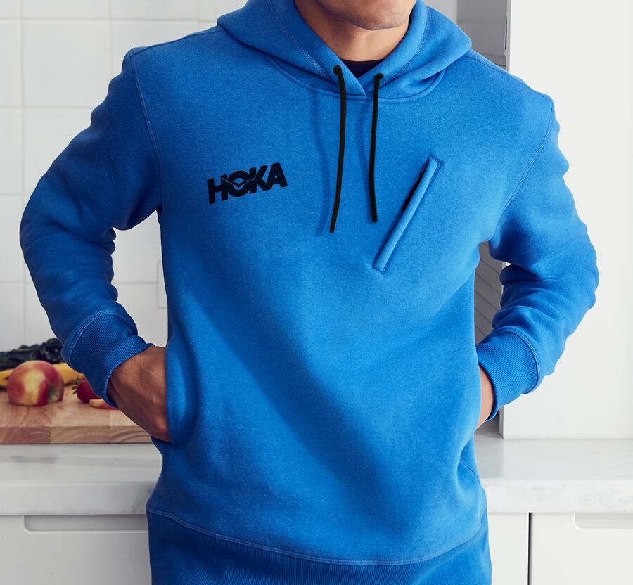 Sudadera Con Capucha Hoka One One Hombre - Performance - Azules - VLR536470